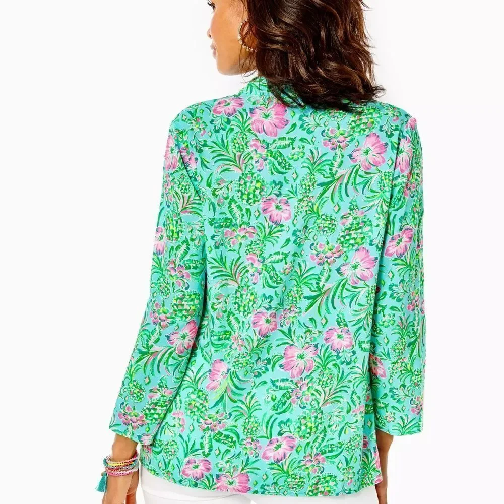 Lilly Pulitzer Aqua and Pink Floral Tunic - Picture 2 of 8